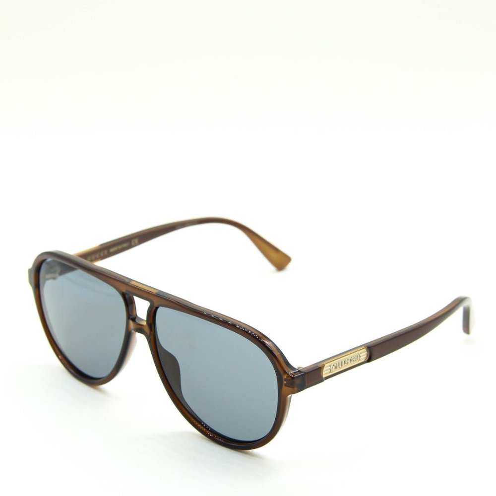 NEW GUCCI GG0935S 007 BROWN BLUE PILOT AUTHENTIC MEN SUNGLASSES 60-12-145 - Picture 9 of 11